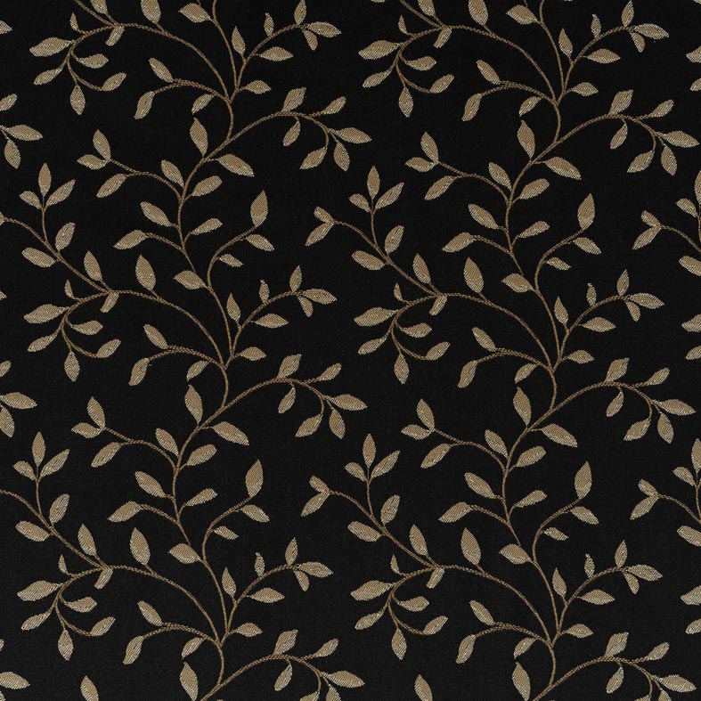 Elegant Black & Gold Vine Leaf Jacquard Upholstery Fabric