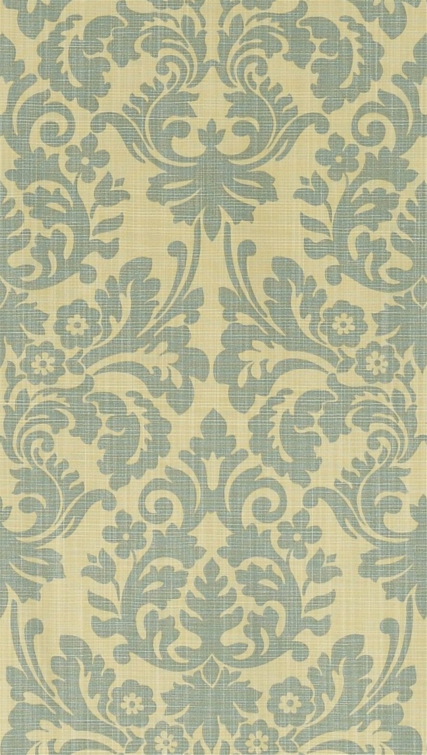 Sage Green & Cream Damask Upholstery Fabric - Classic Linen Look