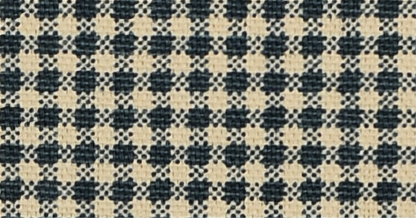 Classic Navy & Beige Houndstooth Upholstery Fabric - Jacquard Woven