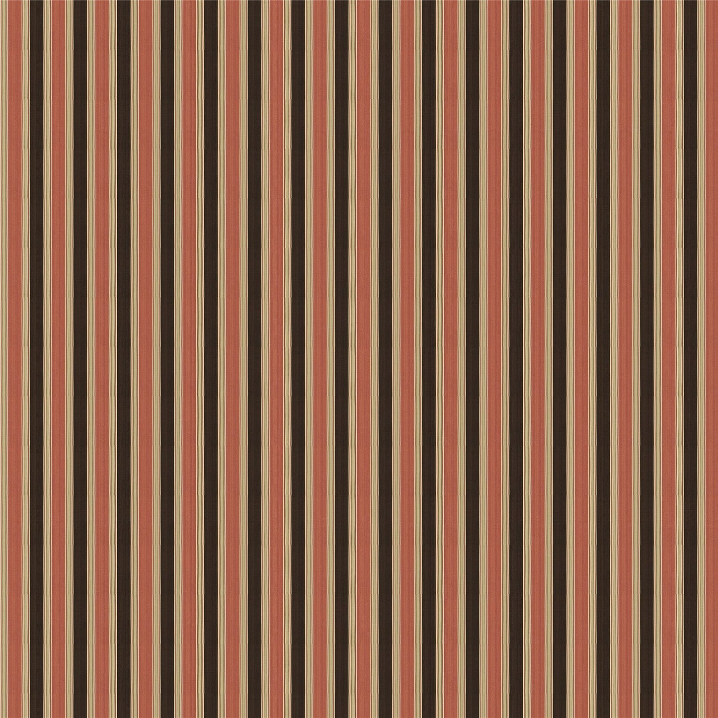 Classic Vertical Stripe Fabric - Terracotta, Espresso & Beige