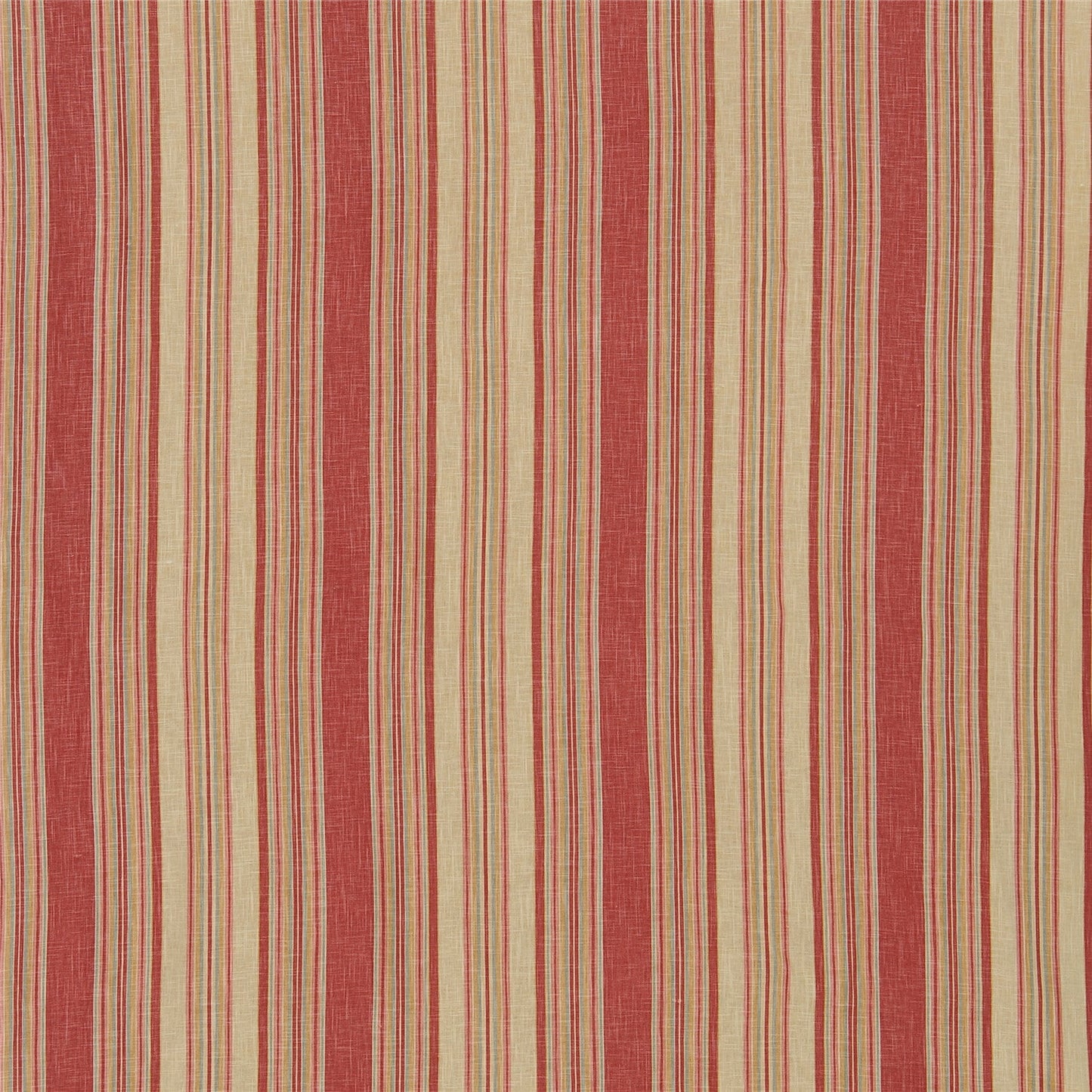 Classic Red & Cream Stripe Linen-Blend Fabric - Traditional Ticking Upholstery & Drapery Material