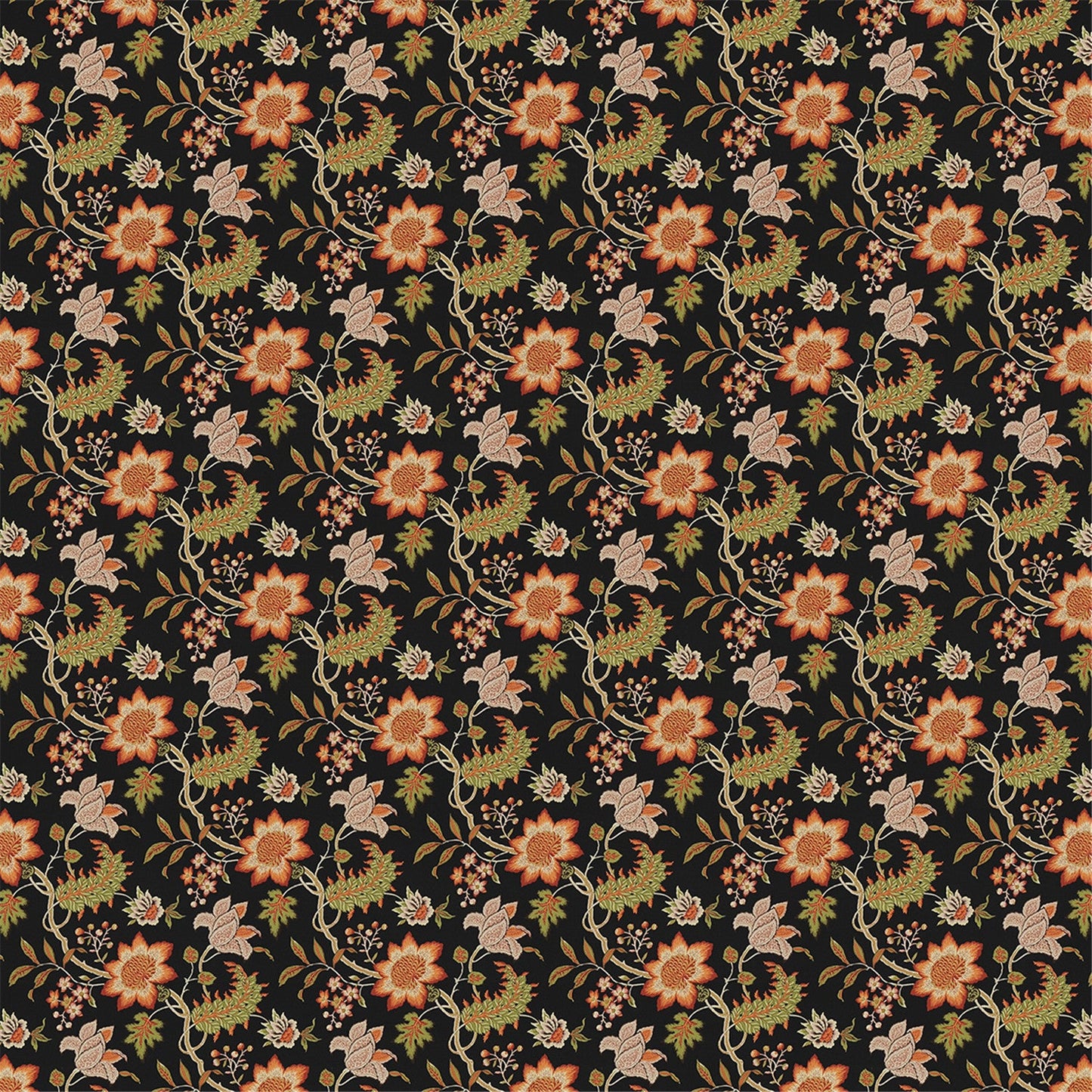Vintage Floral Paisley Print Cotton Fabric, Dark Ground Traditional Boho Material for Sewing & Upholstery