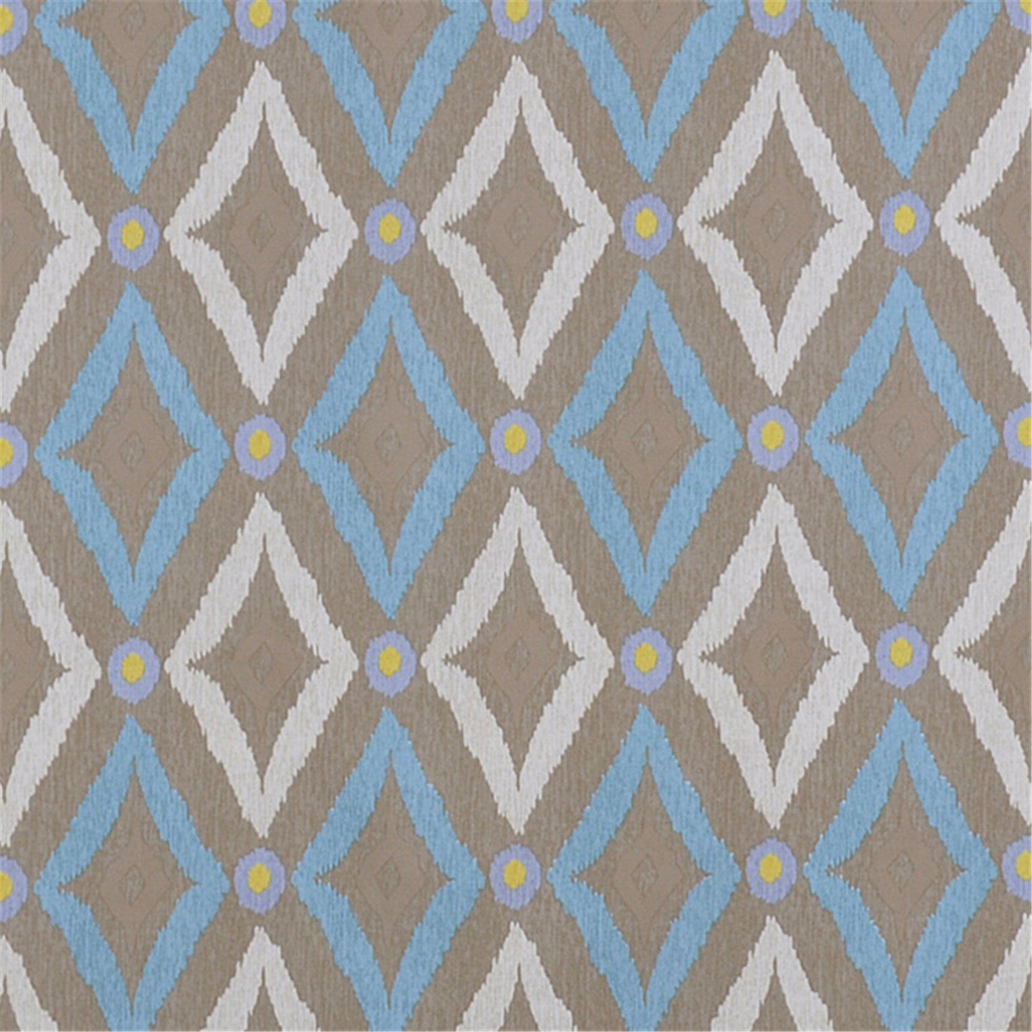 Boho Diamond Ikat Fabric | Neutral Taupe & Soft Blue Geometric Upholstery