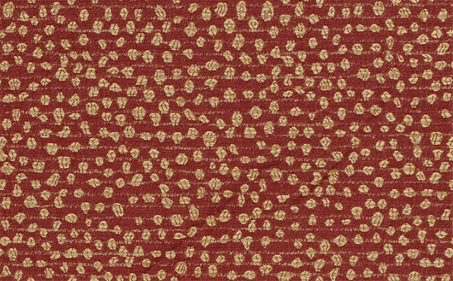 Classic Ruby & Beige Spotted Upholstery Fabric - Textured Red Chenille Look