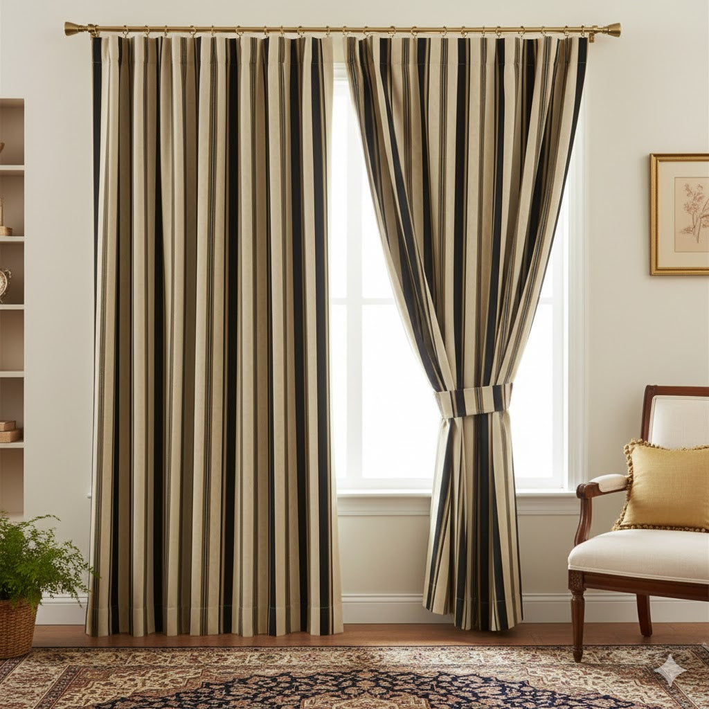 Classic Heritage Stripe Blackout/Room Darkening Curtain Panel