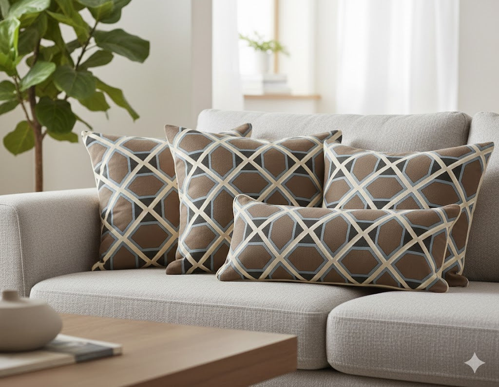 Mid-Century Modern Geometric Trellis Throw Pillow