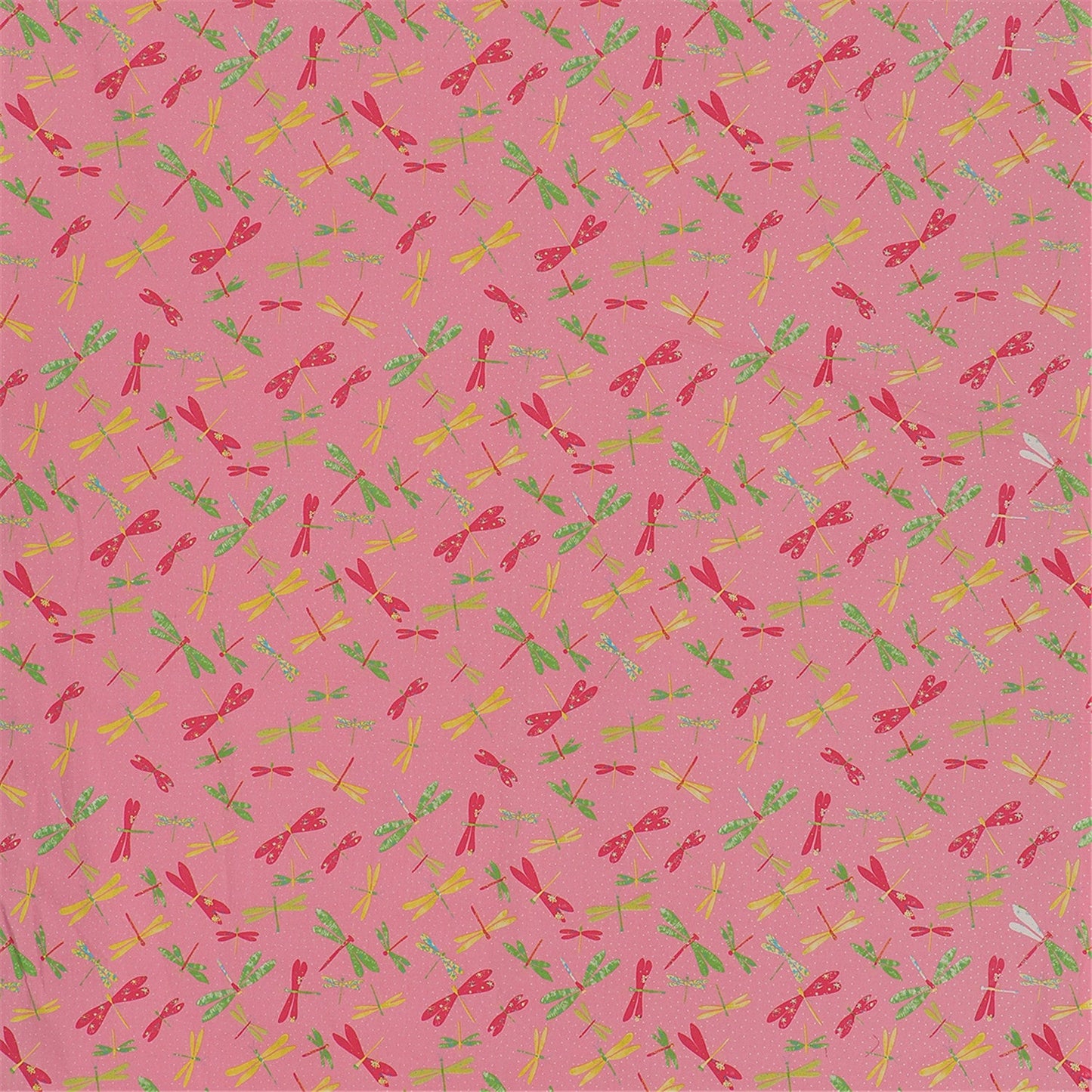 Sweet Pink Dragonfly Print Cotton Fabric for Quilting and Crafts