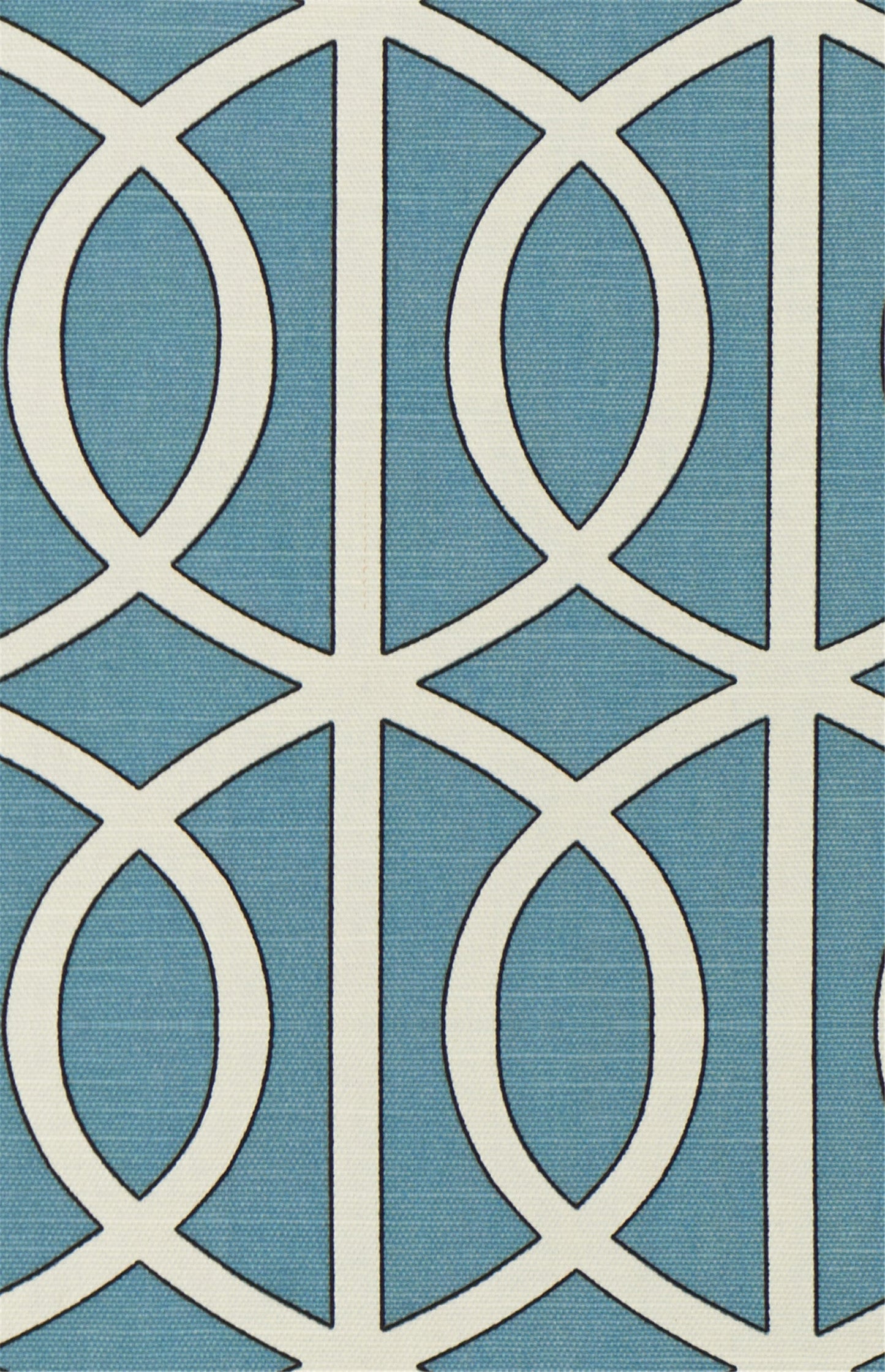 Classic Aqua Blue Interlocking Circle Pattern Fabric - Indoor/Outdoor Decor