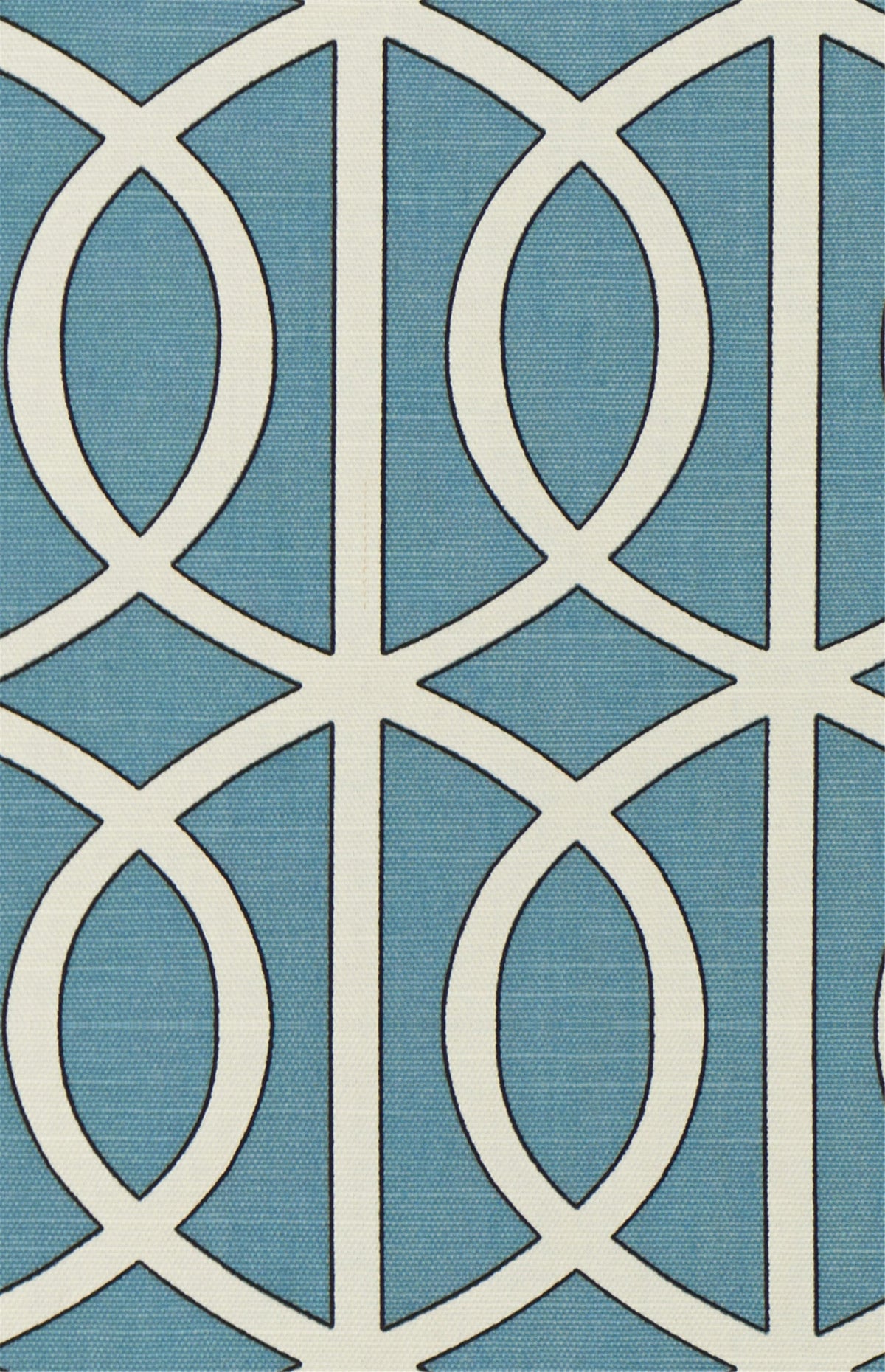 Classic Aqua Blue Interlocking Circle Pattern Fabric - Indoor/Outdoor Decor