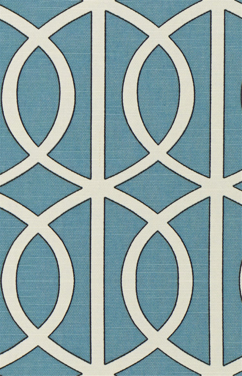 Classic Aqua Blue Interlocking Circle Pattern Fabric - Indoor/Outdoor Decor