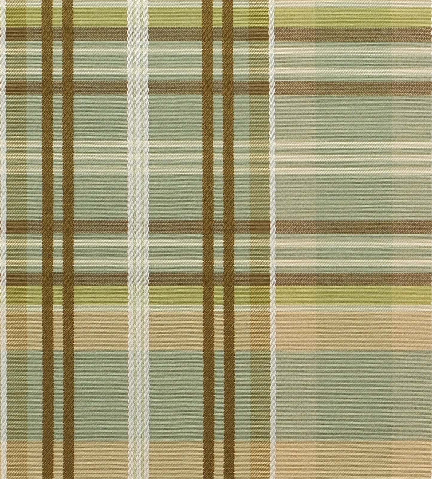 Chic Sage & Taupe Plaid Upholstery Fabric - Mid-Century Modern/Cottage Style
