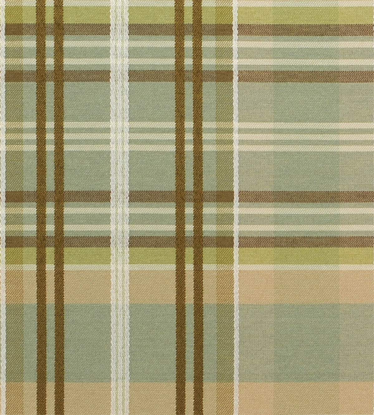Chic Sage & Taupe Plaid Upholstery Fabric - Mid-Century Modern/Cottage Style