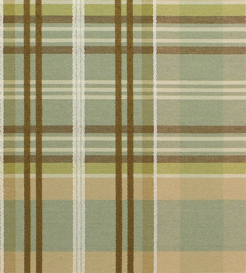 Chic Sage & Taupe Plaid Upholstery Fabric - Mid-Century Modern/Cottage Style