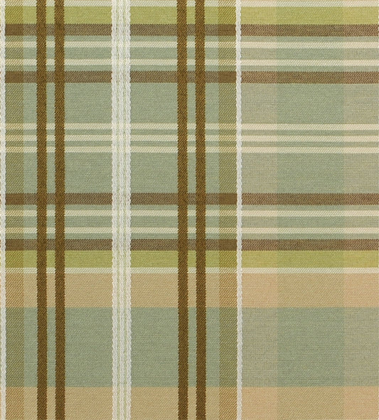 Chic Sage & Taupe Plaid Upholstery Fabric - Mid-Century Modern/Cottage Style