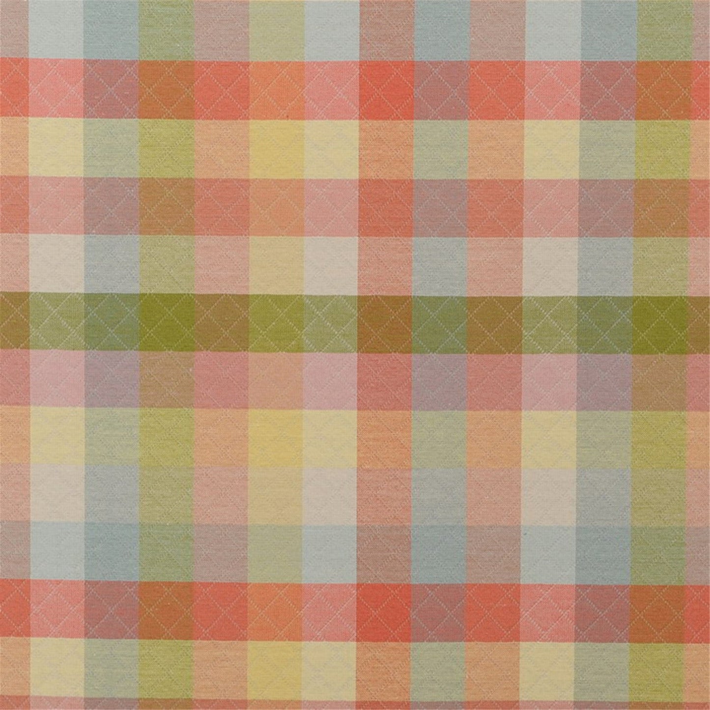 Pastel Plaid Woven Fabric - Soft Rainbow Check with Quilted Texture
