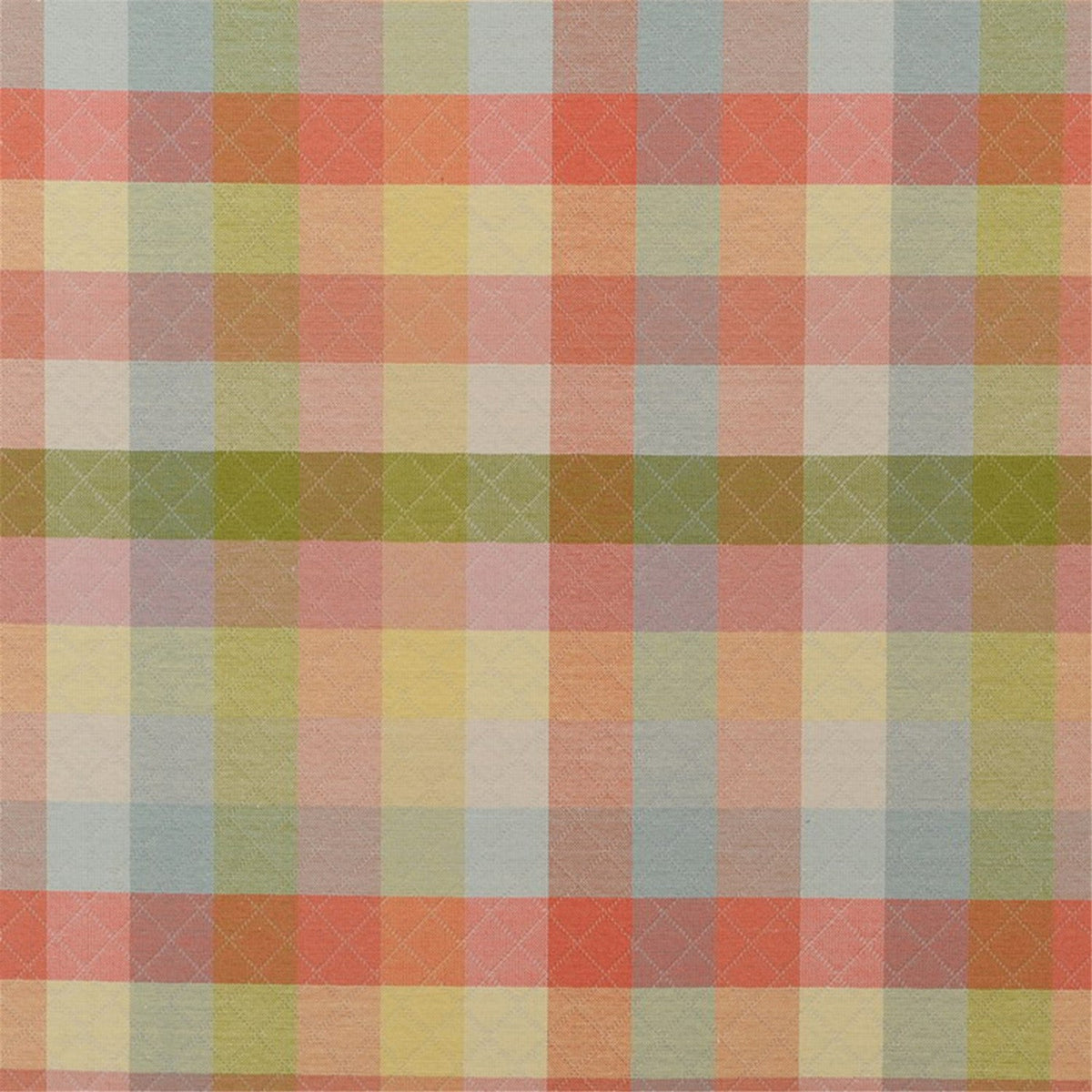 Pastel Plaid Woven Fabric - Soft Rainbow Check with Quilted Texture