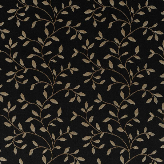 Elegant Black & Gold Vine Leaf Jacquard Upholstery Fabric