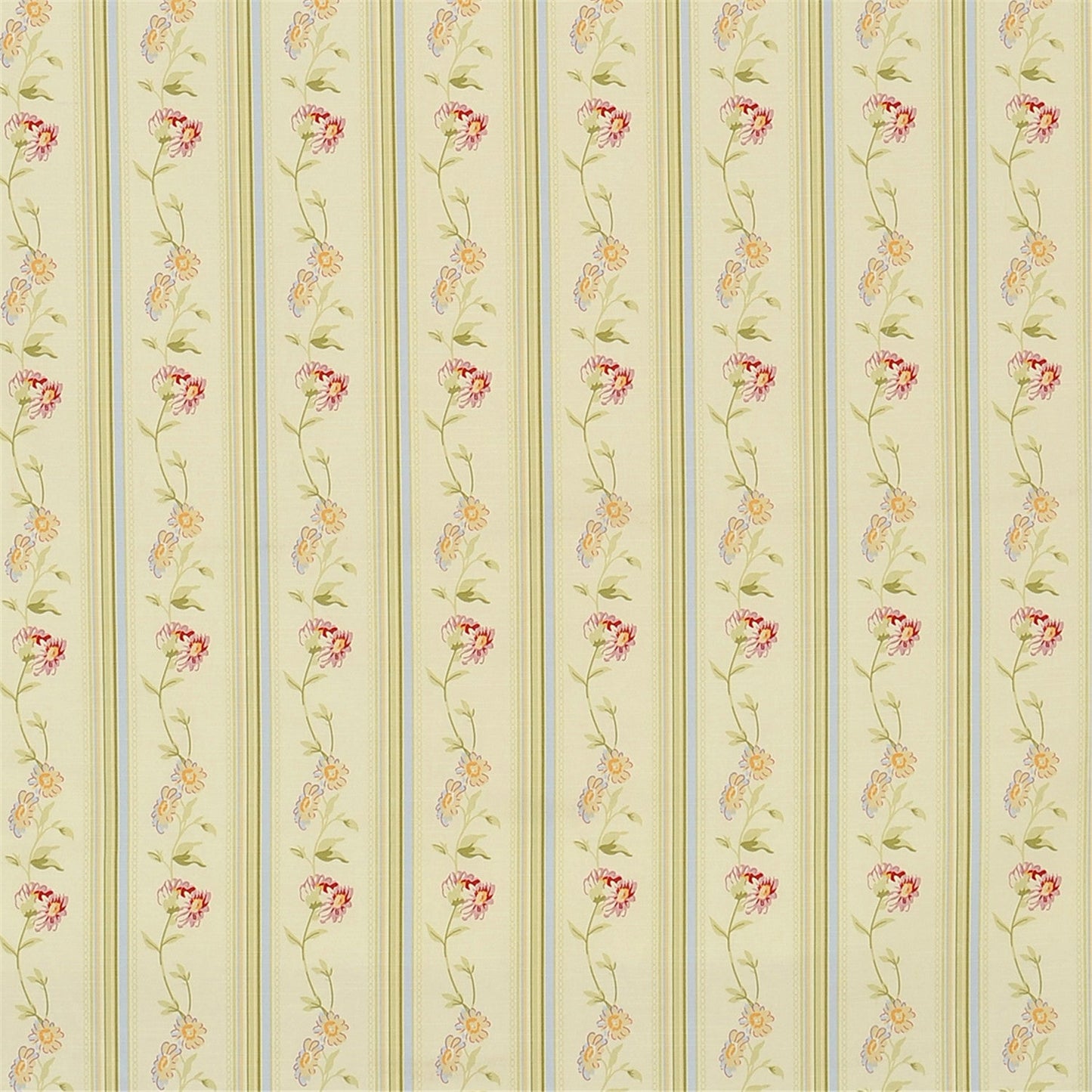 Vintage Floral Stripe Fabric - Cream & Blush Pink Chintz Style Upholstery/Curtain Material