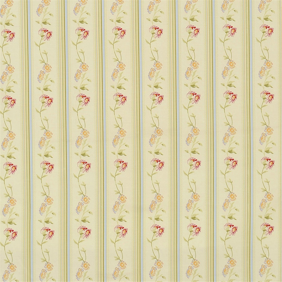 Vintage Floral Stripe Fabric - Cream & Blush Pink Chintz Style Upholstery/Curtain Material