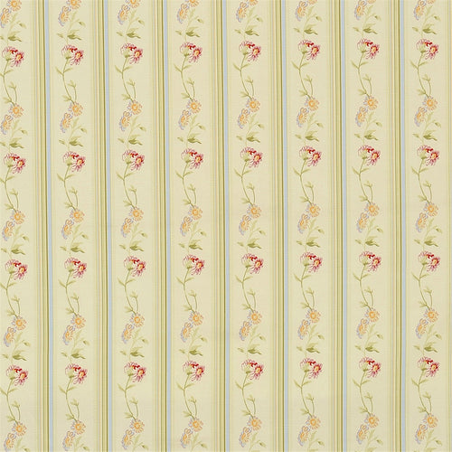 Vintage Floral Stripe Fabric - Cream & Blush Pink Chintz Style Upholstery/Curtain Material