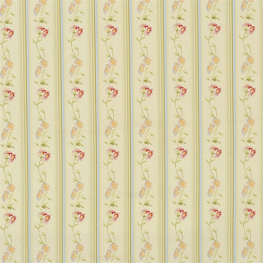 Vintage Floral Stripe Fabric - Cream & Blush Pink Chintz Style Upholstery/Curtain Material