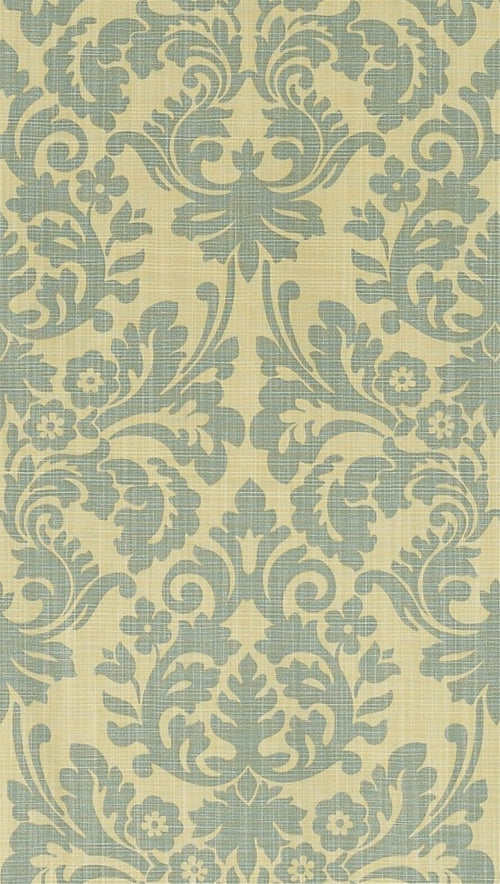 Sage Green & Cream Damask Upholstery Fabric - Classic Linen Look