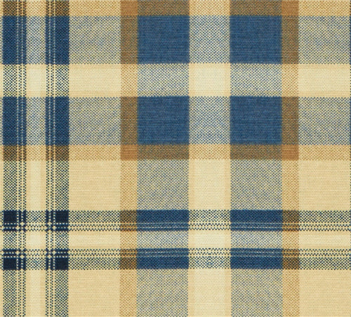 Classic Coastal Plaid Fabric - Navy Blue, Tan & Cream Check