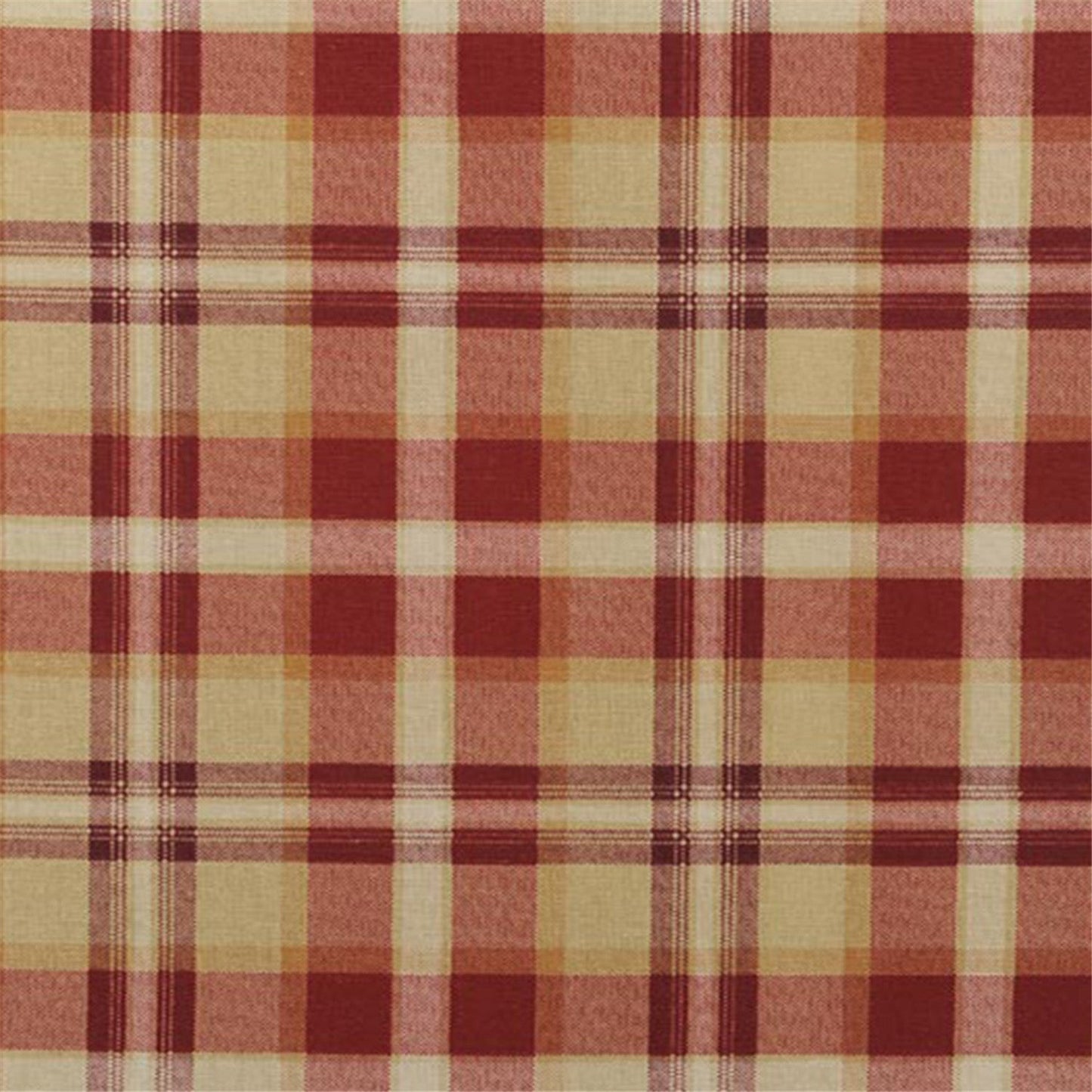 Classic Red & Beige Tartan Plaid Fabric - Traditional Country Woven Material for Home Decor & Quilting