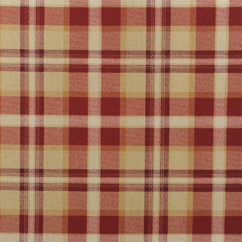 Classic Red & Beige Tartan Plaid Fabric - Traditional Country Woven Material for Home Decor & Quilting
