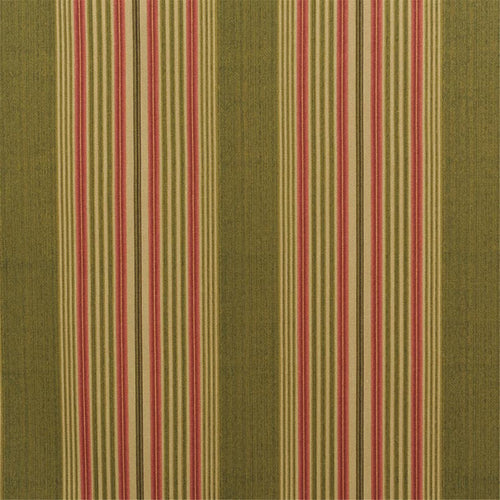 Vintage Olive Green & Red Stripe Upholstery Fabric