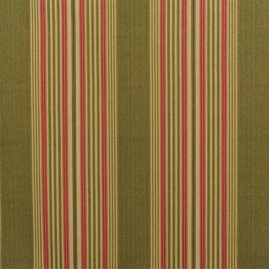 Vintage Olive Green & Red Stripe Upholstery Fabric