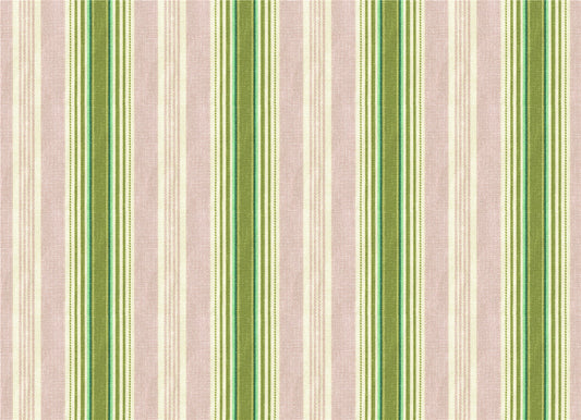 Chic Sage Green & Blush Pink Stripe Fabric - Natural Texture Upholstery & Crafting Material
