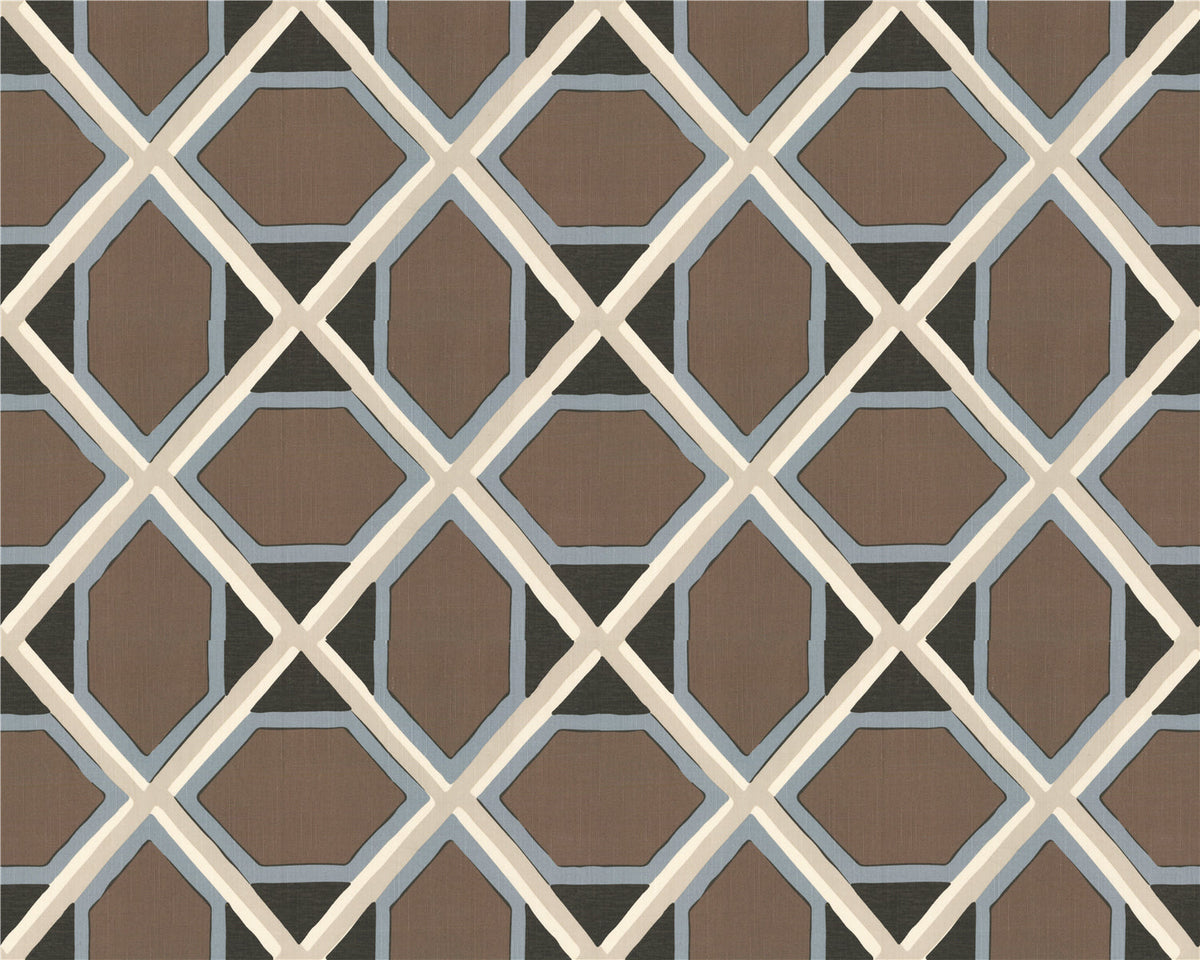 Chic Geometric Trellis Fabric in Earth Tones