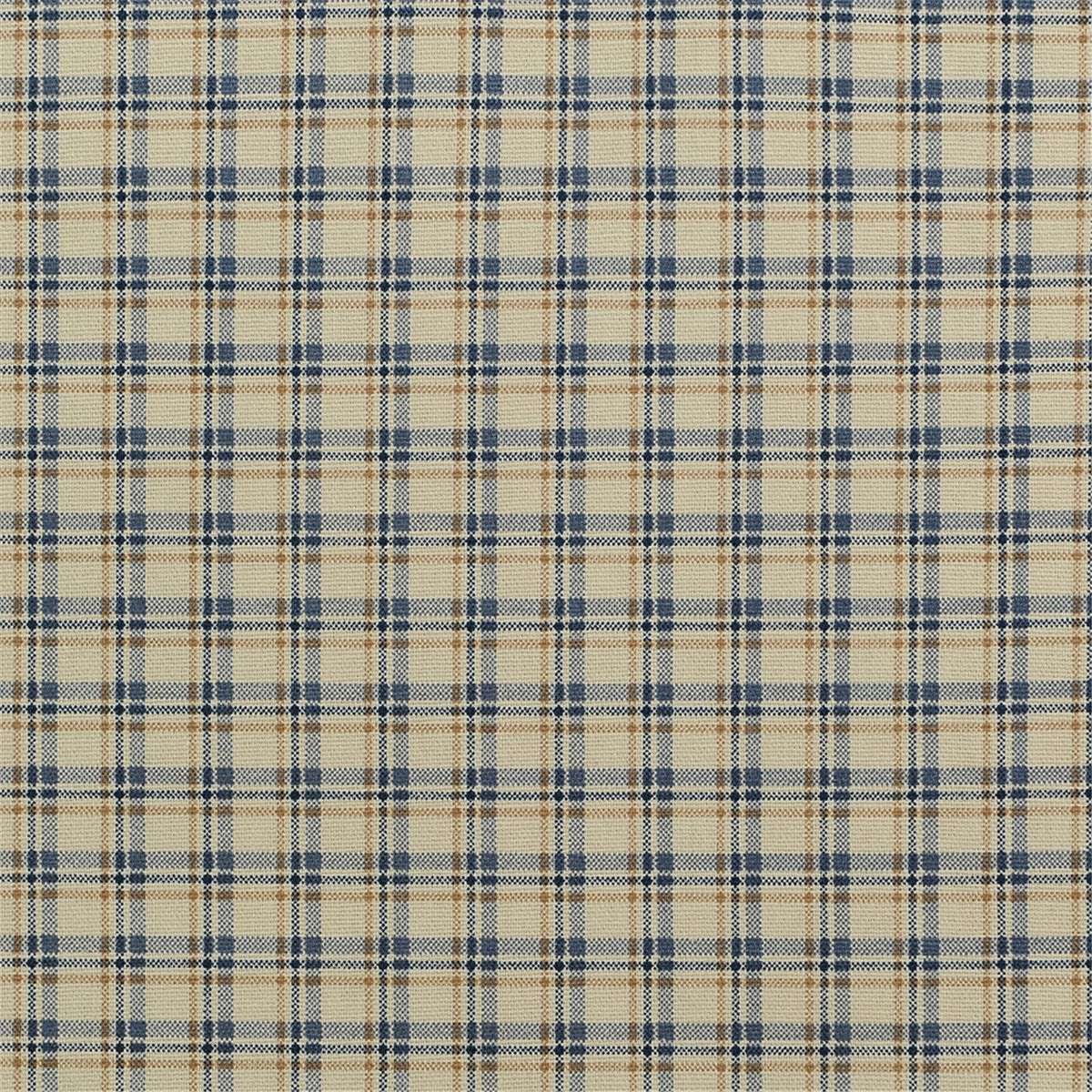 Classic Beige & Blue Plaid Cotton Fabric for Home Decor & Quilting
