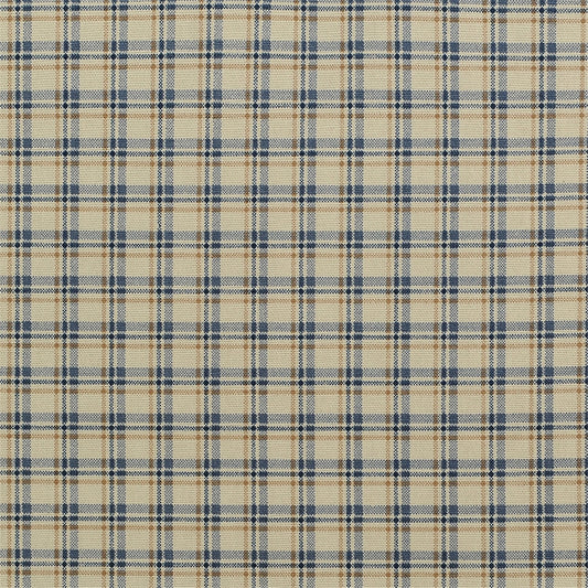 Classic Beige & Blue Plaid Cotton Fabric for Home Decor & Quilting