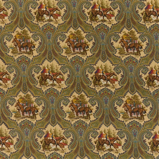 Classic Equestrian Toile de Jouy & Paisley Print Upholstery Fabric