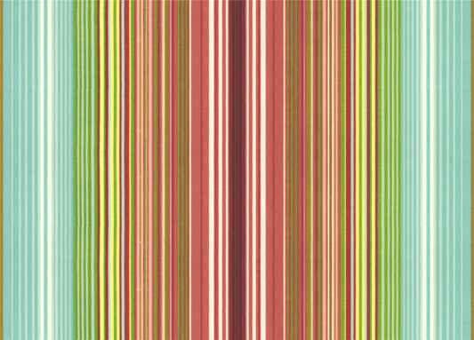 Vintage-Inspired Multi-Stripe Fabric - Earthy Terracotta & Teal Pinstripe Textile