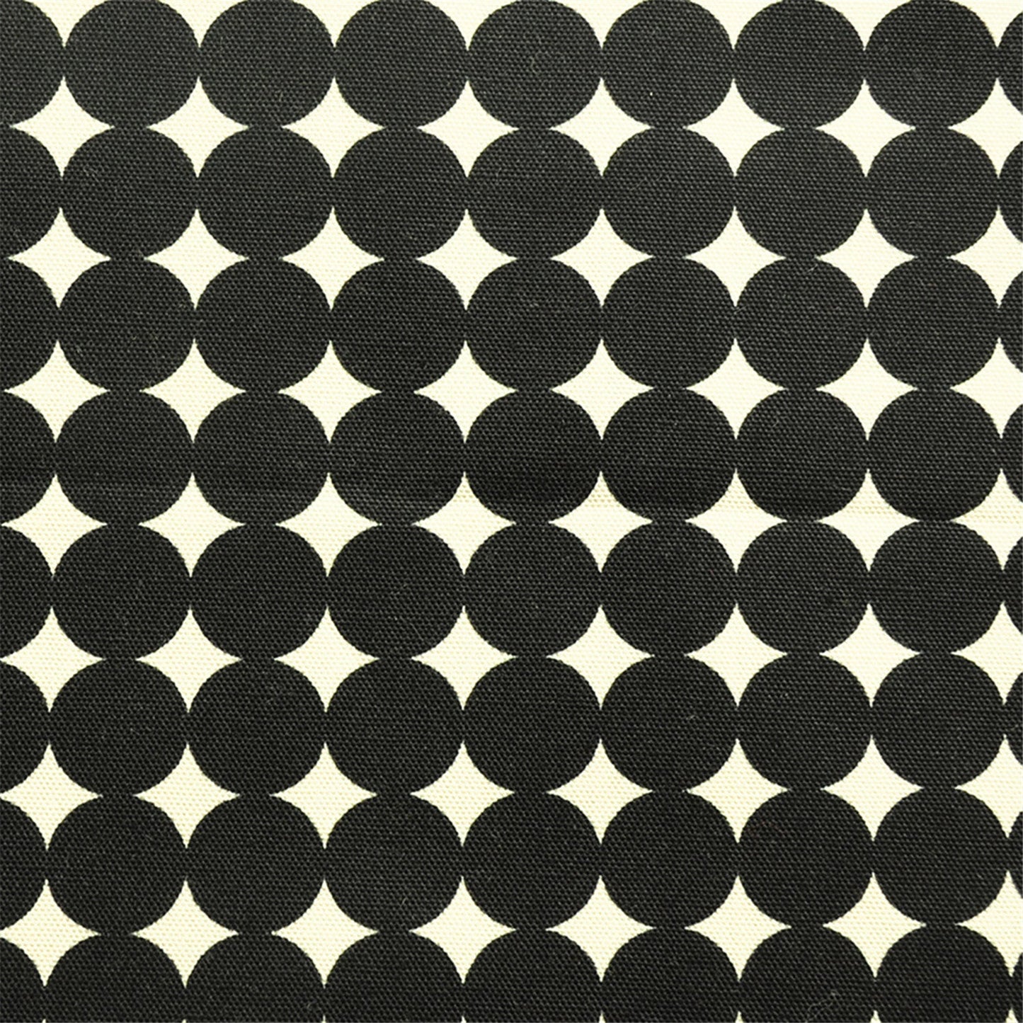 Mid-Century Modern Black and Cream Geometric Dot Fabric