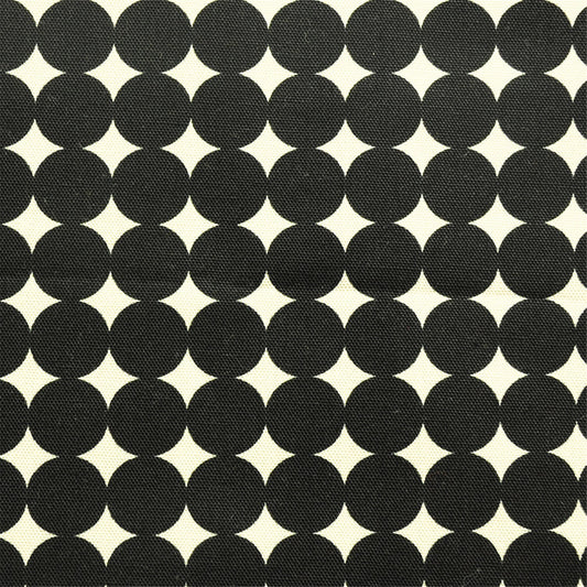 Mid-Century Modern Black and Cream Geometric Dot Fabric
