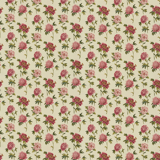 Elegant Vintage Peony Print Fabric | Rich Pink Floral Repeat | Classic Chintz Style for Upholstery & Home Decor