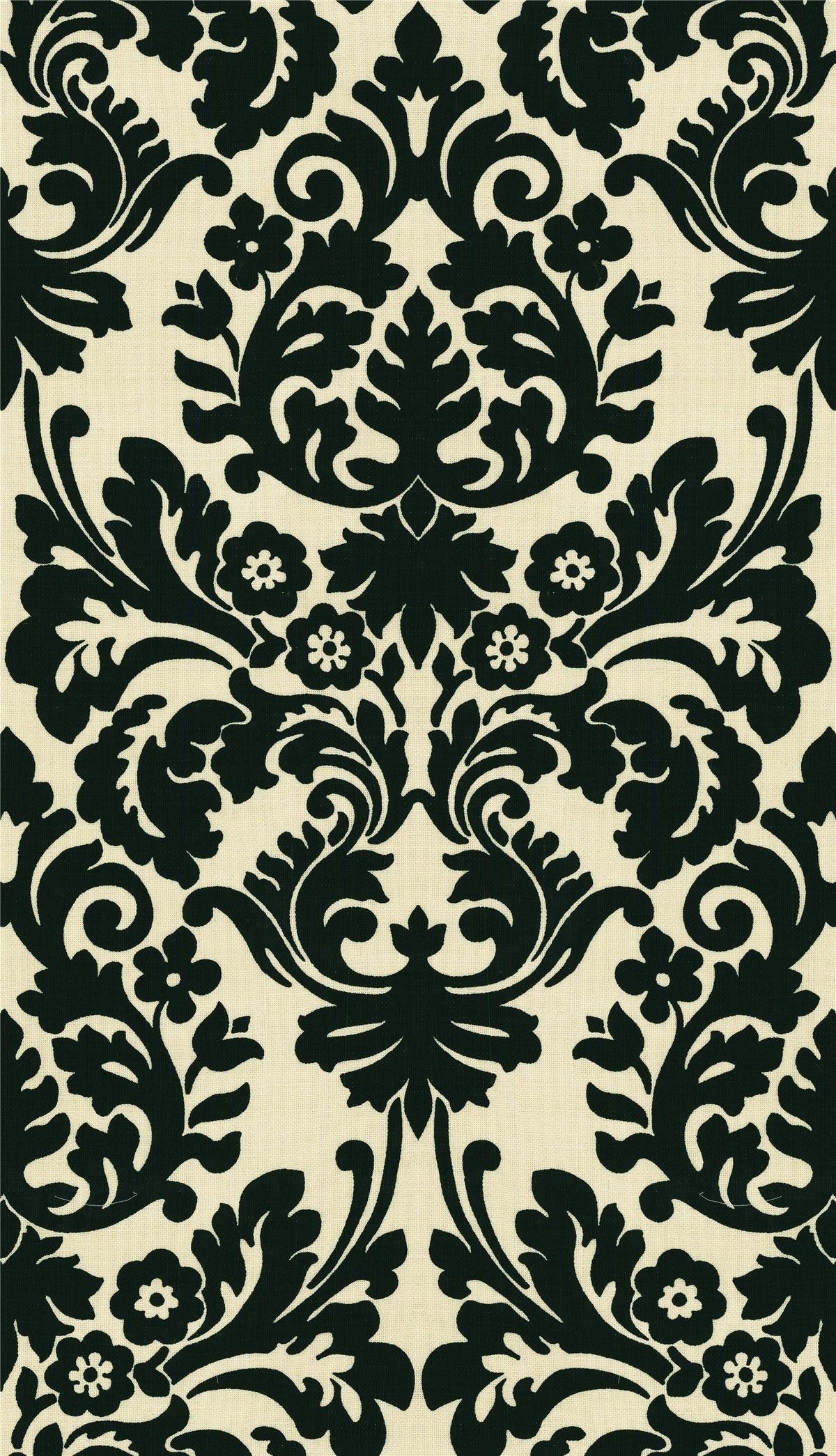 Classic & Elegant: Black & Ivory Grand Damask Upholstery Fabric - Regal Baroque Print