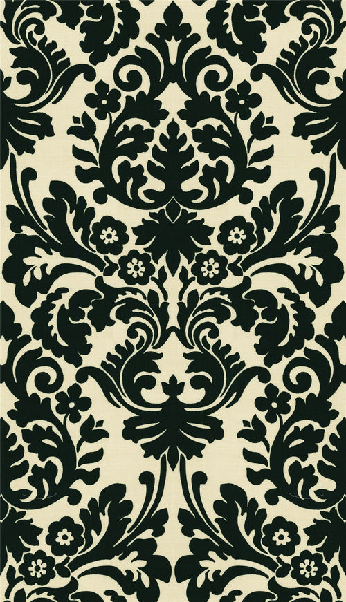 Classic & Elegant: Black & Ivory Grand Damask Upholstery Fabric - Regal Baroque Print