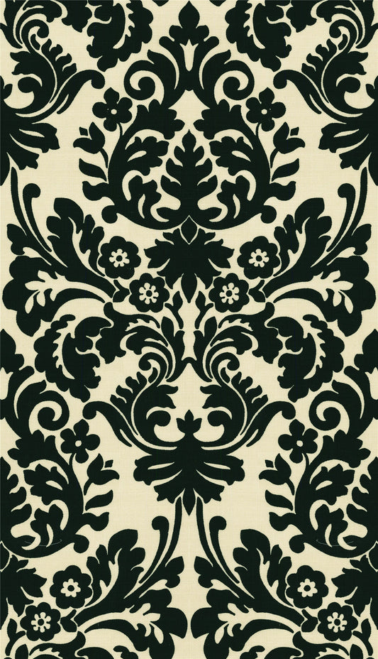 Classic & Elegant: Black & Ivory Grand Damask Upholstery Fabric - Regal Baroque Print