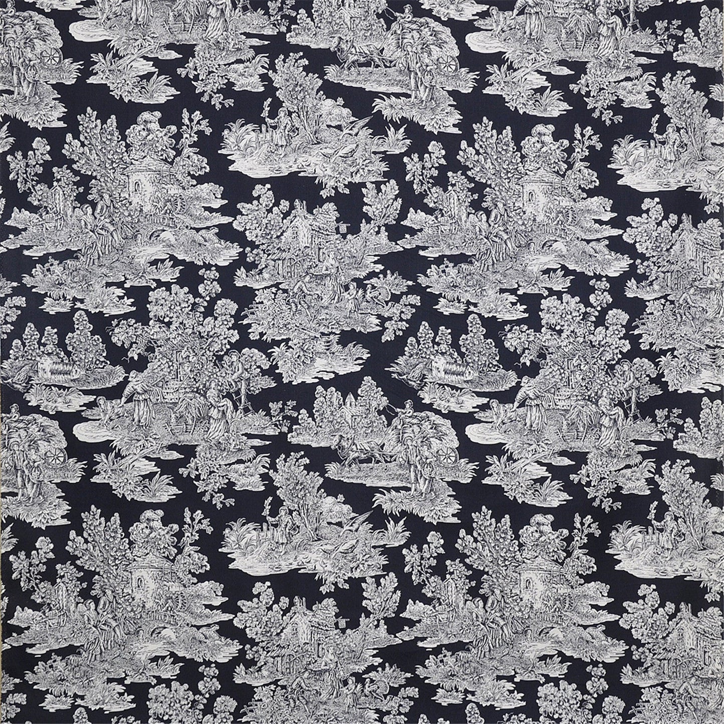 Classic Navy & White Toile de Jouy Upholstery Fabric