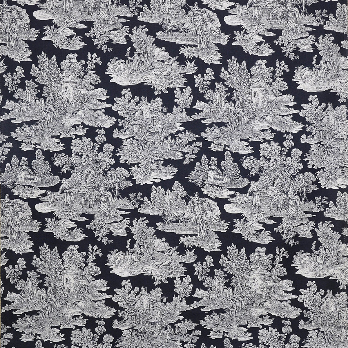 Classic Navy & White Toile de Jouy Upholstery Fabric