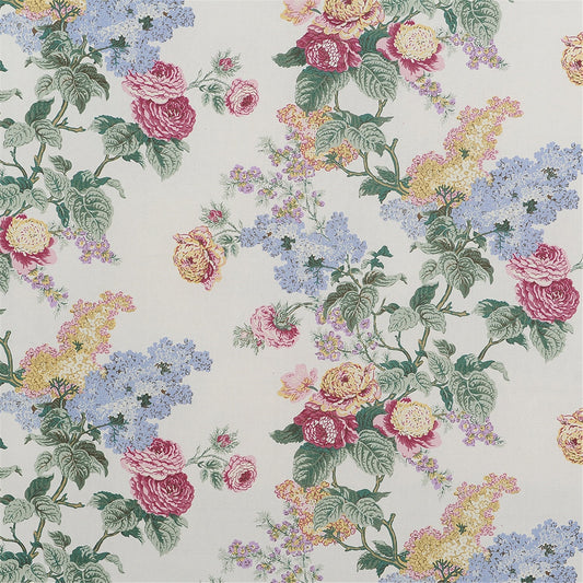 Vintage English Rose & Lilac Chintz Floral Fabric