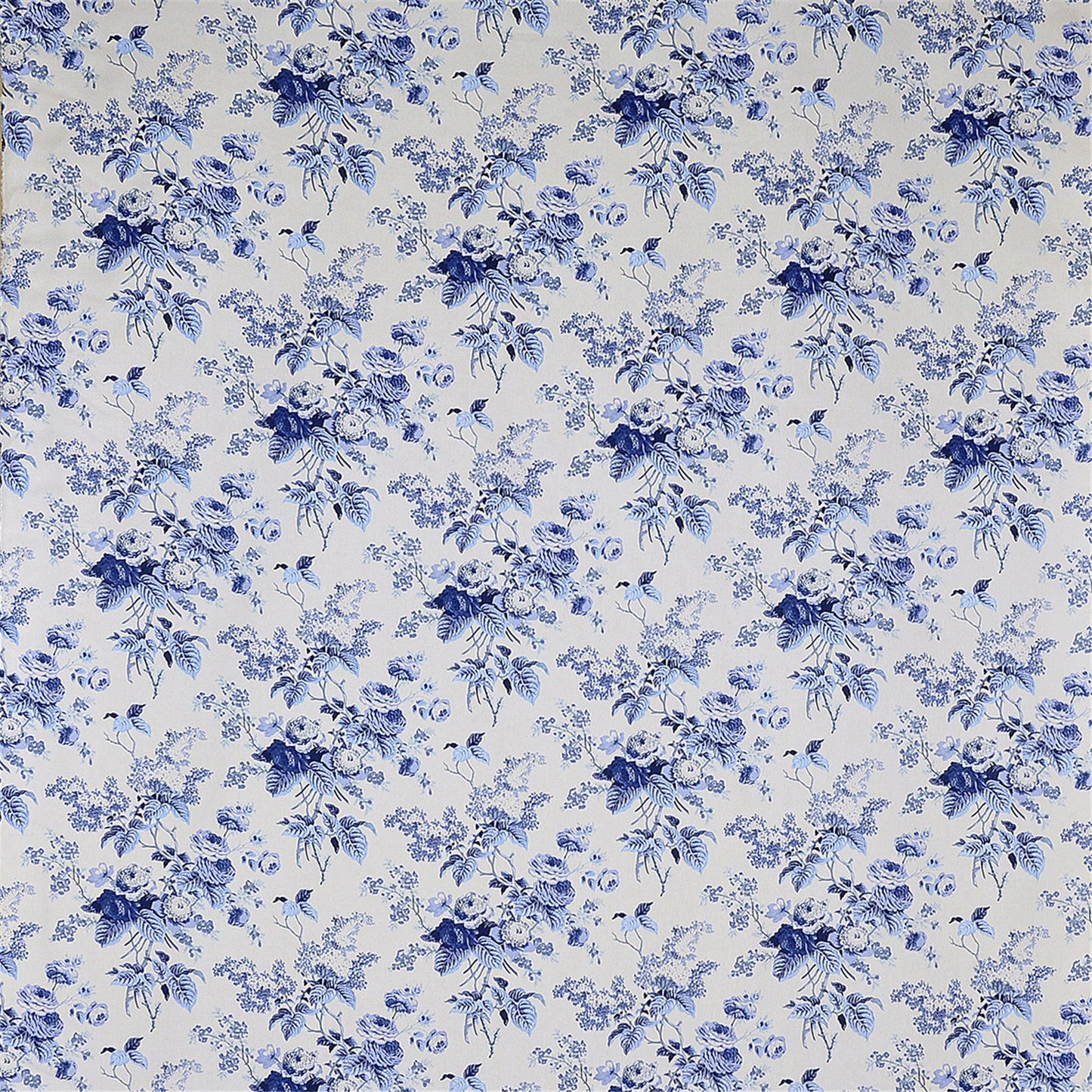 Blue and White Toile-Inspired Floral Upholstery & Craft Fabric by the Yard