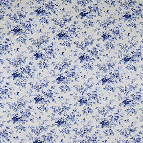 Blue and White Toile-Inspired Floral Upholstery & Craft Fabric by the Yard