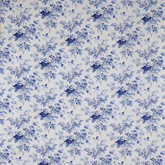 Blue and White Toile-Inspired Floral Upholstery & Craft Fabric by the Yard
