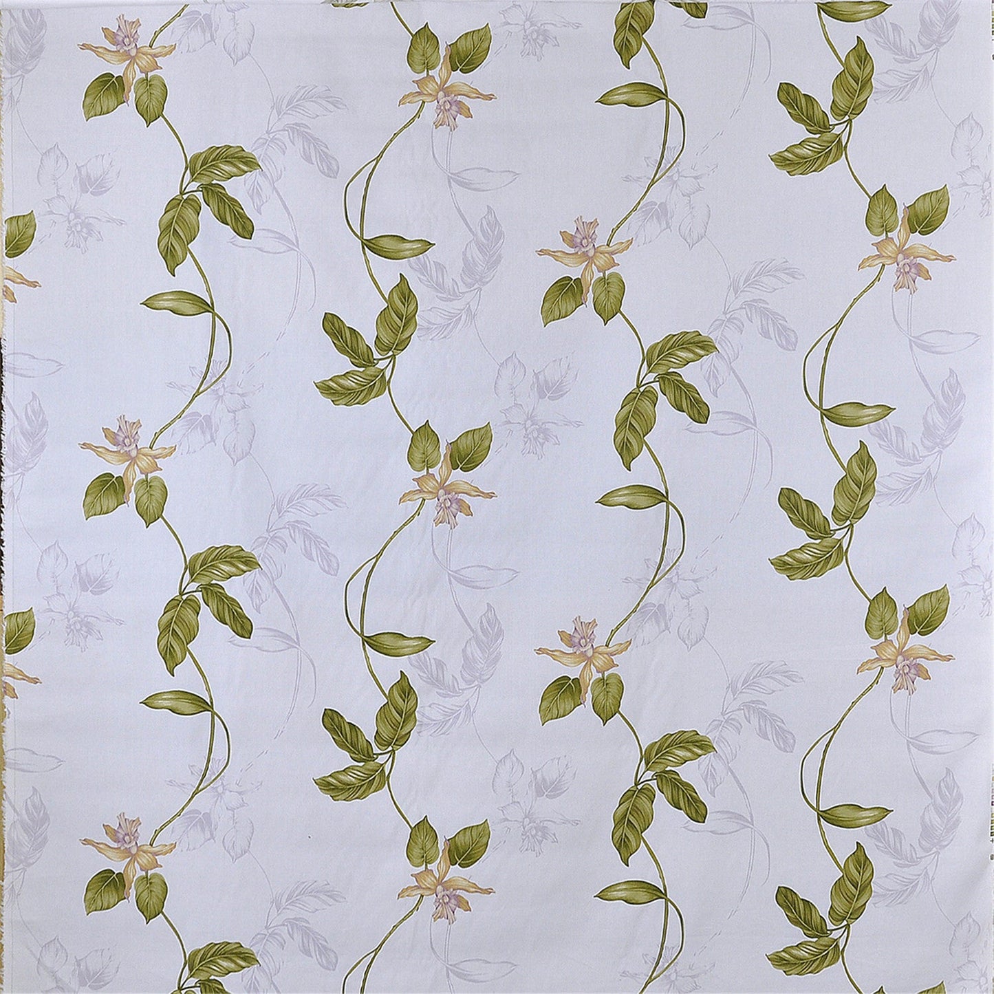Elegant Trailing Vine & Orchid Floral Fabric